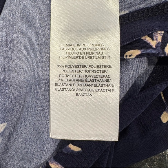 Lauren Ralph Blue Purple Faux Wrap 3/4 Sleeve Jersey Stretch Sheath Dress Sz 8 - Picture 7 of 11